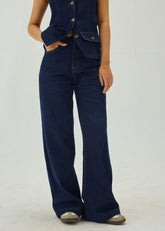Denim High Waist Wide-Leg Pants